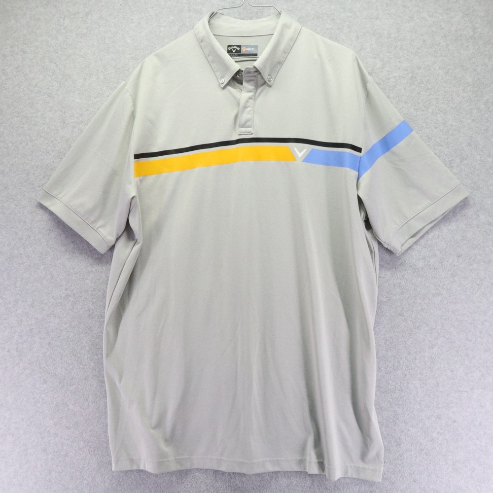 Callaway Polo Shirt Mens XL Opti-Dri Performance Golf Logo Gray Short Sleeve